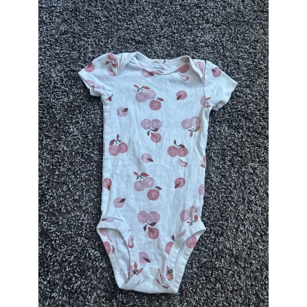 Carter's Cherry Print Short Sleeve Bodysuit Baby Girl 12M White Pink